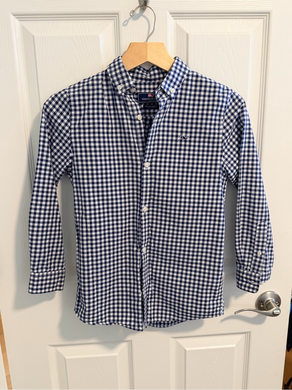 Vineyard Vines Navy and White Gingham Button-Down Shirt
